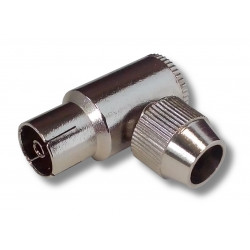 Adaptateur coaxial coudé 9.5mm à visser métal Adaptateur coaxial coudé 9.5mm à visser métal