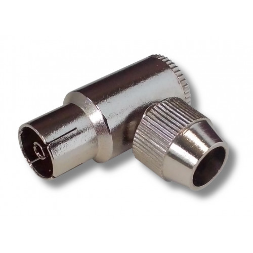 Adaptateur coaxial coudé 9.5mm à visser métal