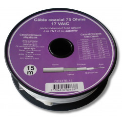 Bobine de câble coaxial 75 Ohms, type 17VATC 10m00 Bobine de câble coaxial 75 Ohms, type 17VATC 10m00