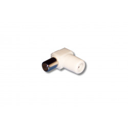 Adaptateur coaxial coudé 9.5mm à visser blanc Adaptateur coaxial coudé 9.5mm à visser blanc