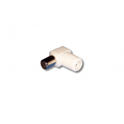 Adaptateur coaxial coudé 9.5mm à visser blanc Adaptateur coaxial coudé 9.5mm à visser blanc