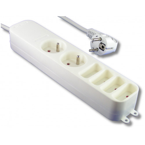 Multiprise mixte 2 prises 2 pôles + terre + 4 prises bipolaire 1m00 Multiprise mixte 2 prises 2 pôles + terre + 4 prises bipolaire 1m00