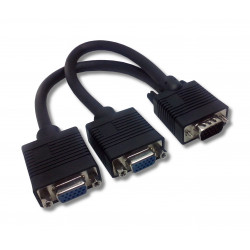 Adaptateur HD15 mâle / 2 x HD15 femelle 0m20 Noir