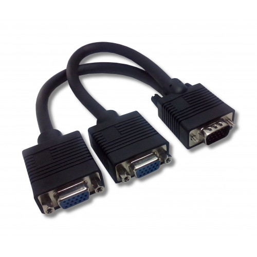 Adaptateur HD15 mâle / 2 x HD15 femelle 0m20 Noir