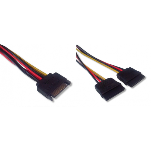 SATA PSU male / 2 x SATA PSU female 15cm