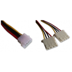 Cordon molex 4 points mâle / 2 x molex 4 points femelle 20cm