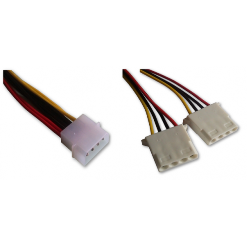 Molex 4-pin male / 2 x Molex 4-Pin female 20cm