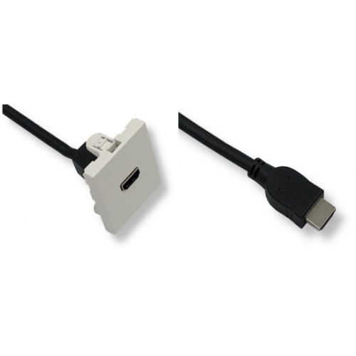 Wallplate 45x45 HDMI female / male 5m00